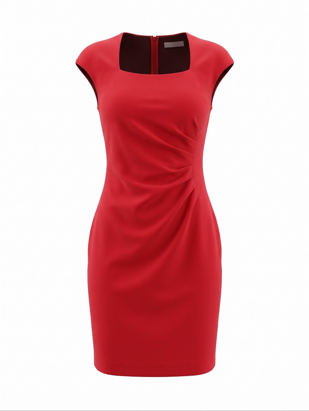Calvin Klein Red Square-Neck Sheath Dress
